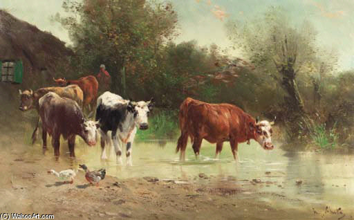 Wikioo.org - Encyklopedia Sztuk Pięknych - Malarstwo, Grafika Henry Schouten - Watering Cows
