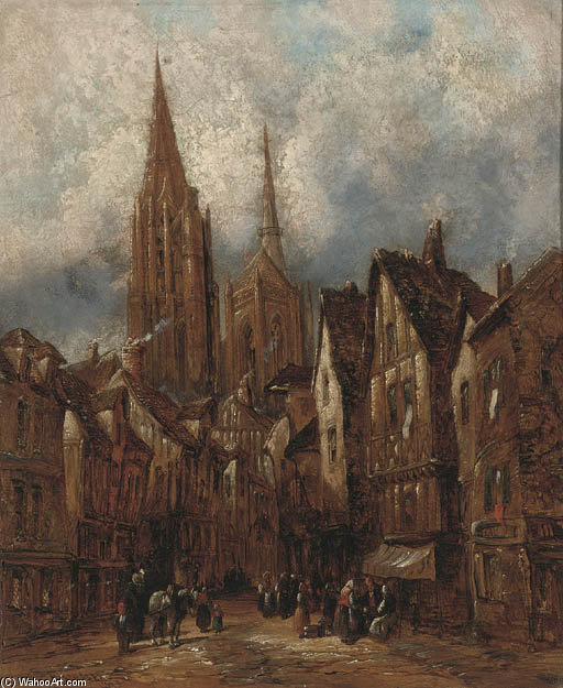 WikiOO.org - אנציקלופדיה לאמנויות יפות - ציור, יצירות אמנות Henry Thomas Schafer - A Continental Street Scene; And Another Similar