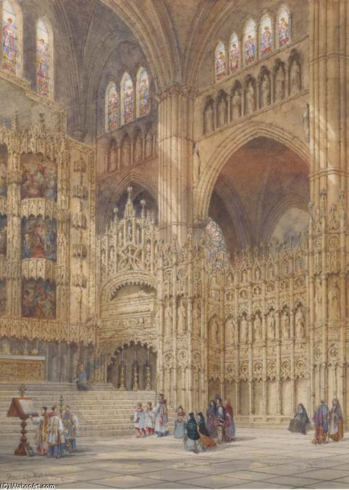 Wikioo.org - The Encyclopedia of Fine Arts - Painting, Artwork by Henry Thomas Schafer - Chapel Of The High Altar, Toledo Cathedral, Spain