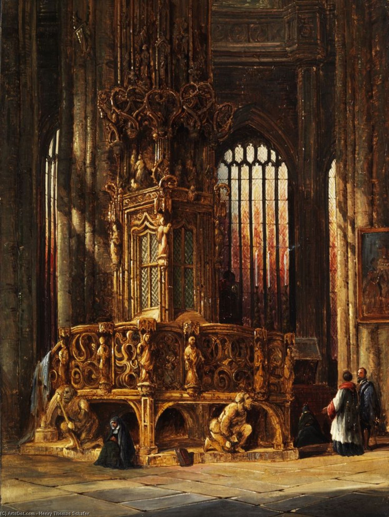 Wikioo.org - The Encyclopedia of Fine Arts - Painting, Artwork by Henry Thomas Schafer - Interior Of St Lawrence Church Nuremberg Tabernacle
