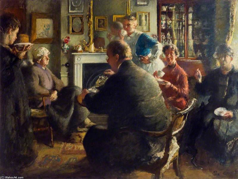 Wikioo.org - The Encyclopedia of Fine Arts - Painting, Artwork by Henry Tonks - Mrs Raynes's Tea Party