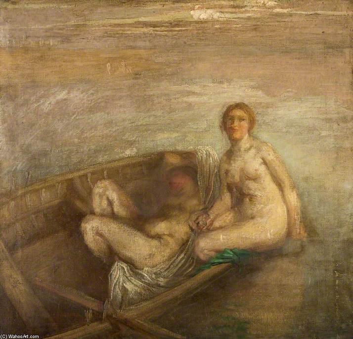 WikiOO.org - Encyclopedia of Fine Arts - Schilderen, Artwork Henry Tonks - Two Girls In A Boat