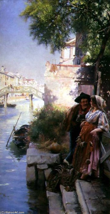 Wikioo.org - Bách khoa toàn thư về mỹ thuật - Vẽ tranh, Tác phẩm nghệ thuật Henry Woods - The Fisherman's Courting
