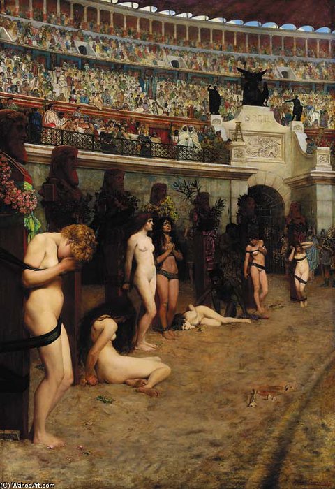 Wikioo.org - The Encyclopedia of Fine Arts - Painting, Artwork by Herbert Gustav Schmalz - Aithful Unto Death 'christianae Ad Leones!'