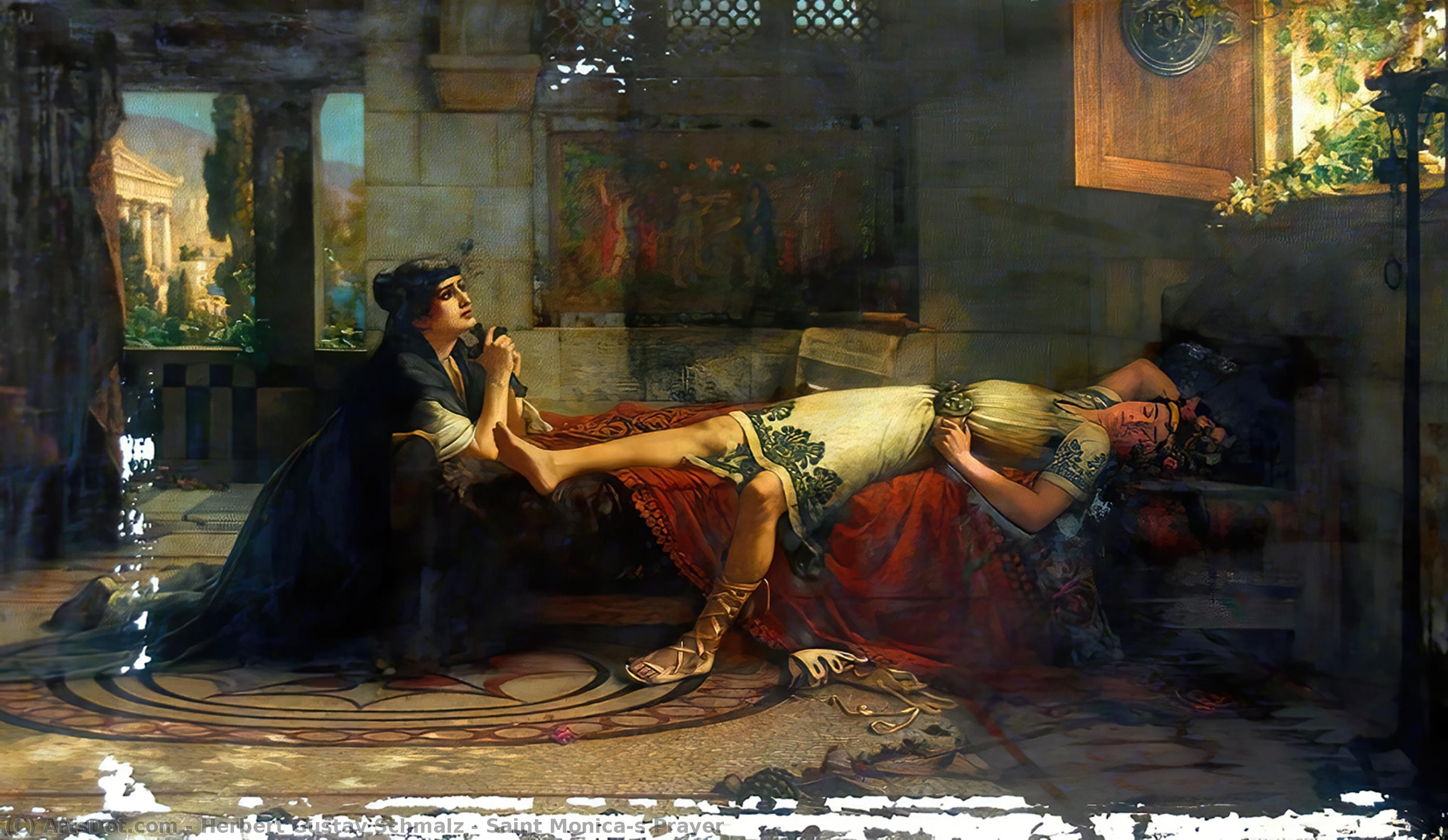 Wikioo.org - The Encyclopedia of Fine Arts - Painting, Artwork by Herbert Gustav Schmalz - Saint Monica's Prayer