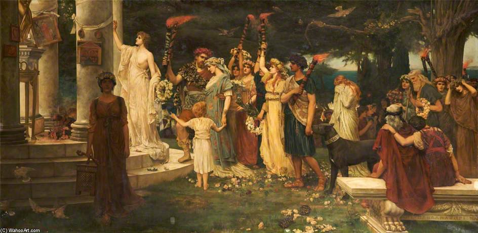 Wikioo.org – L'Enciclopedia delle Belle Arti - Pittura, Opere di Herbert Gustav Schmalz - Il Tempio Di Eros