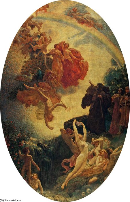 Wikioo.org - The Encyclopedia of Fine Arts - Painting, Artwork by Herbert James Draper - Prospero Summoning Nymphs And Deities