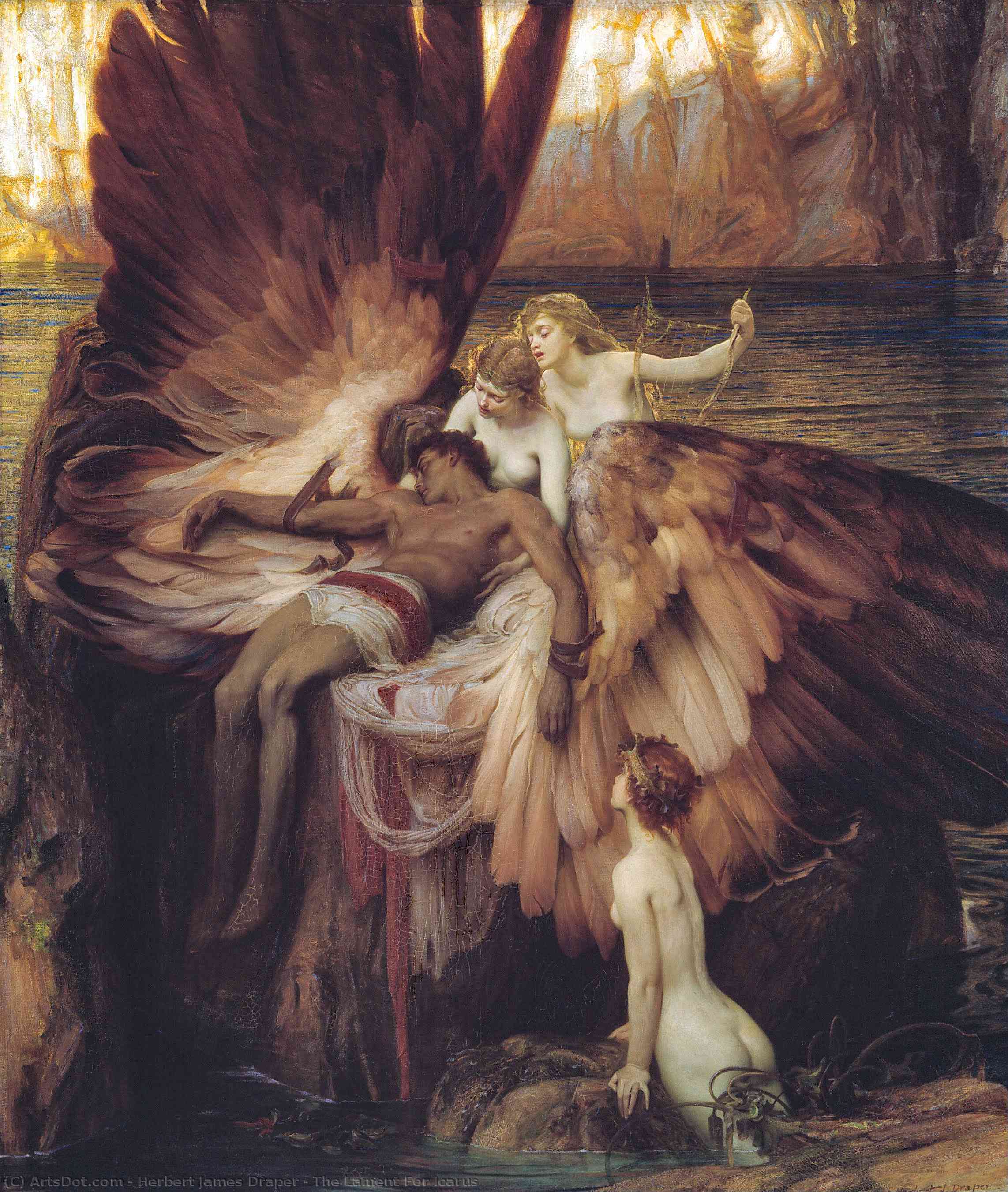 WikiOO.org - 백과 사전 - 회화, 삽화 Herbert James Draper - The Lament For Icarus