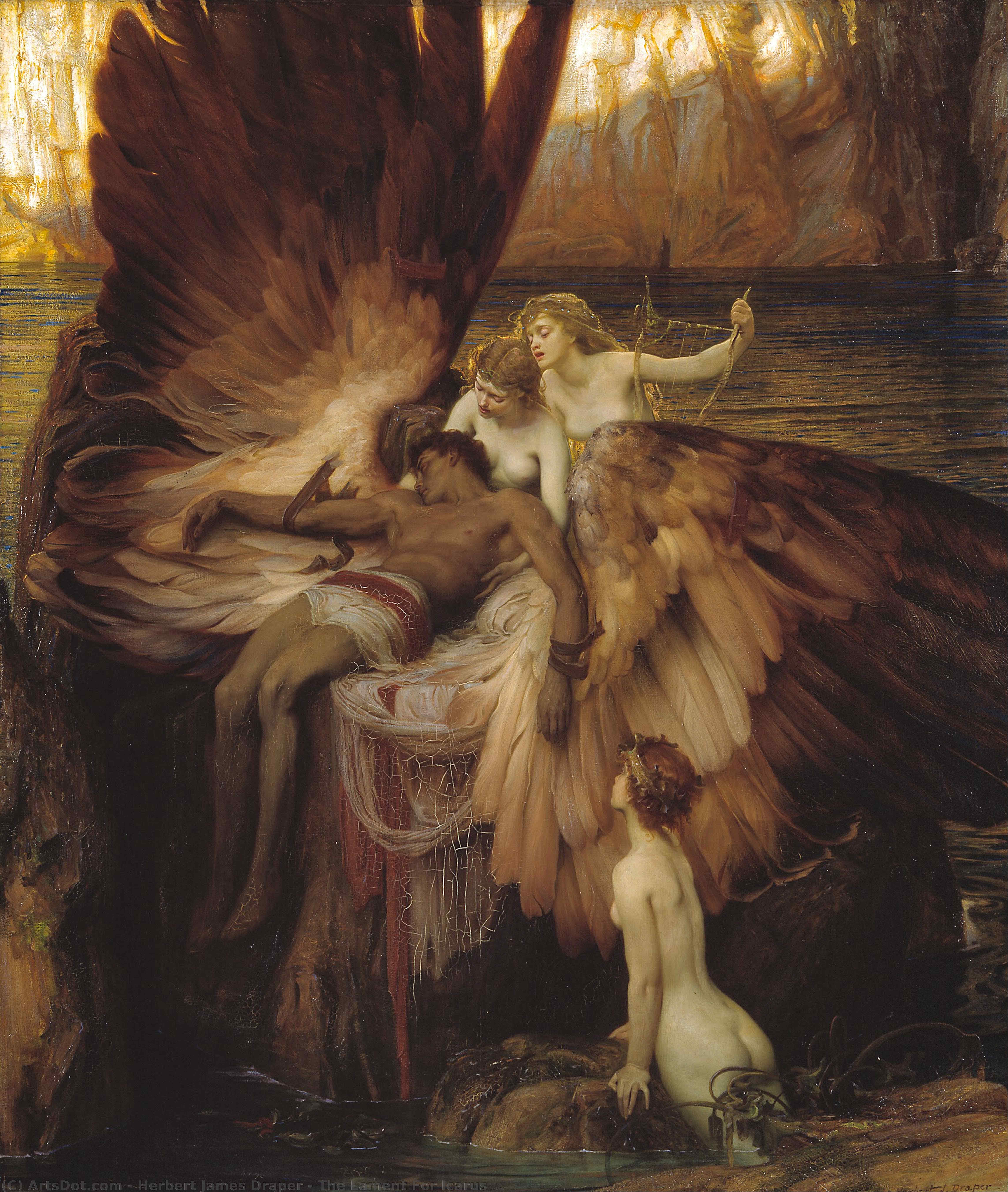 WikiOO.org - Encyclopedia of Fine Arts - Maľba, Artwork Herbert James Draper - The Lament For Icarus