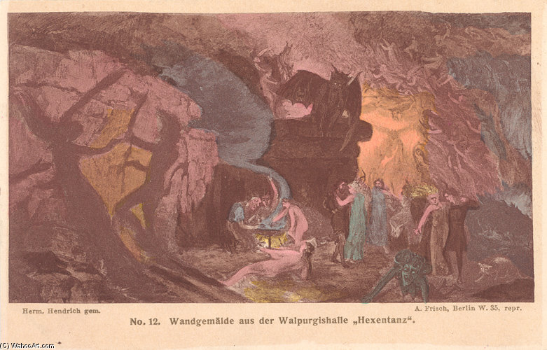 WikiOO.org - Encyclopedia of Fine Arts - Maalaus, taideteos Hermann Hendrich - Wandgemälde Aus Der Walpurgishalle ''hexentanz''