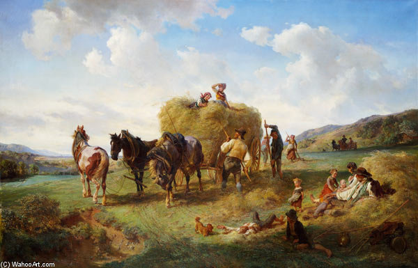 Wikioo.org - The Encyclopedia of Fine Arts - Painting, Artwork by Hermann Kauffmann - The Hay Harvest