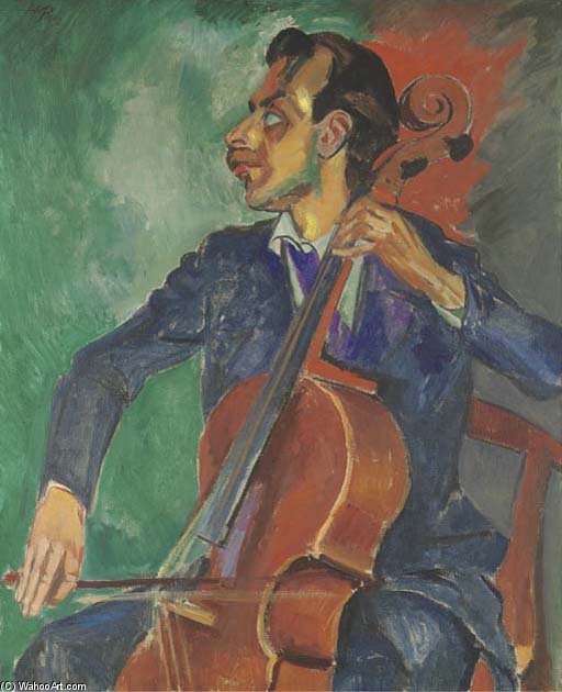 Wikioo.org - The Encyclopedia of Fine Arts - Painting, Artwork by Hermann Max Pechstein - Cellospieler