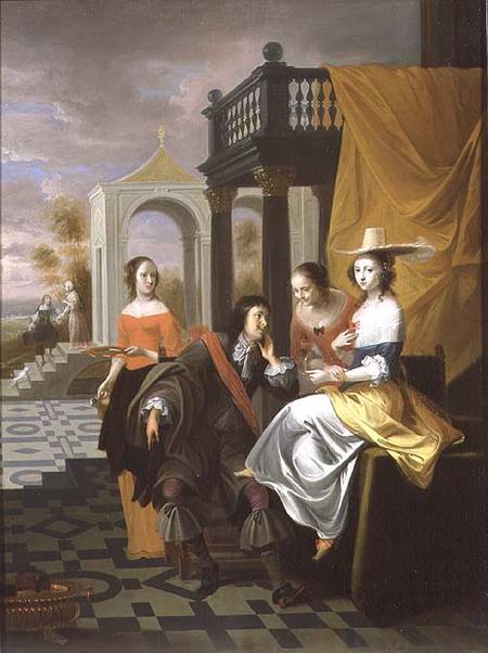 WikiOO.org - Enciklopedija likovnih umjetnosti - Slikarstvo, umjetnička djela Hieronymus Janssens - A Gentleman Paying Court
