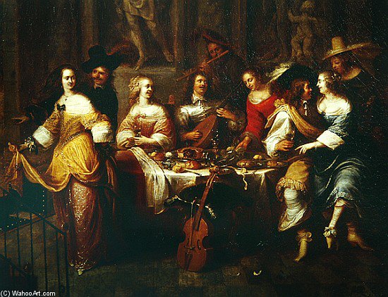 Wikioo.org - The Encyclopedia of Fine Arts - Painting, Artwork by Hieronymus Janssens - Holiday Meal