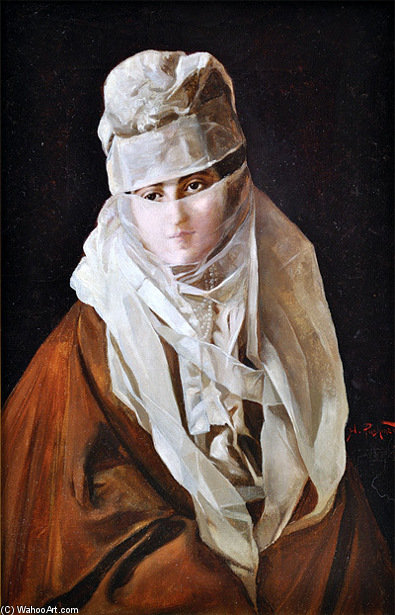 WikiOO.org - Encyclopedia of Fine Arts - Maľba, Artwork Hopvsep Pushman - Veiled Woman With Pearls
