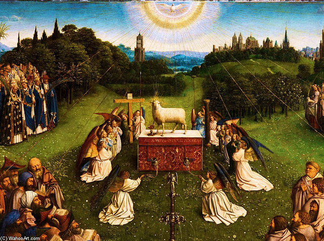 Wikioo.org - The Encyclopedia of Fine Arts - Painting, Artwork by Hubert Van Eyck - Ghent Altarpiece Or Adoration Of The Mystic Lamb