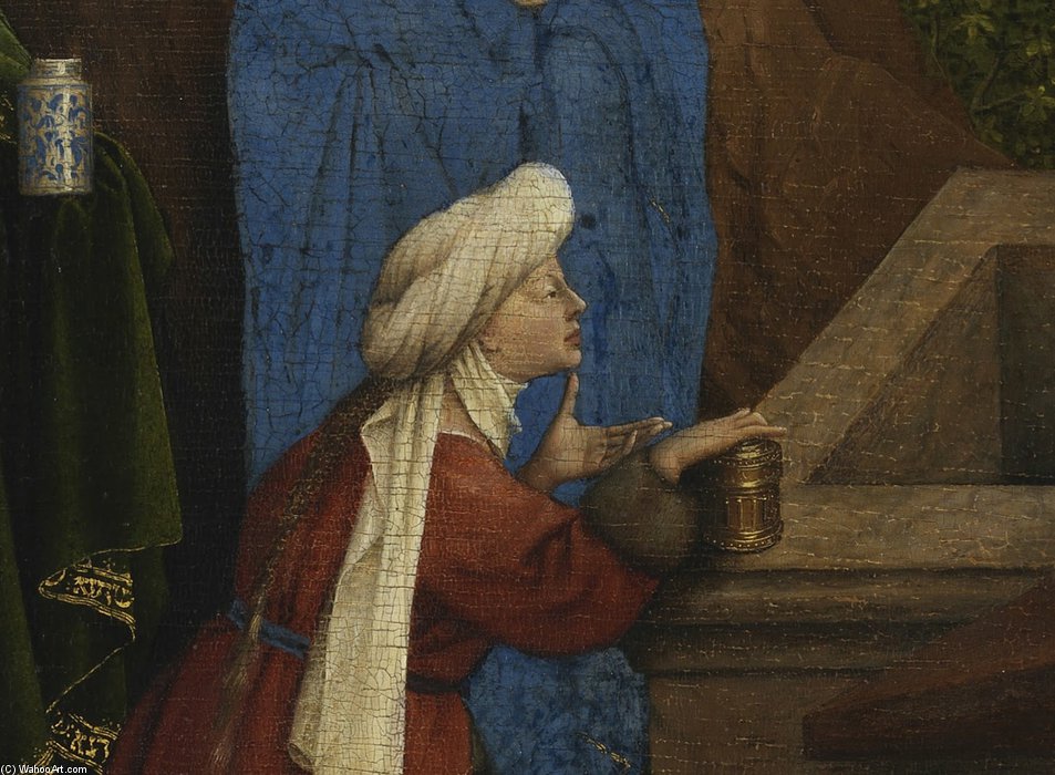 Wikioo.org – L'Encyclopédie des Beaux Arts - Peinture, Oeuvre de Hubert Van Eyck - Musée Boijmans Van Beuningen Les Trois Marys au tombeau détails)