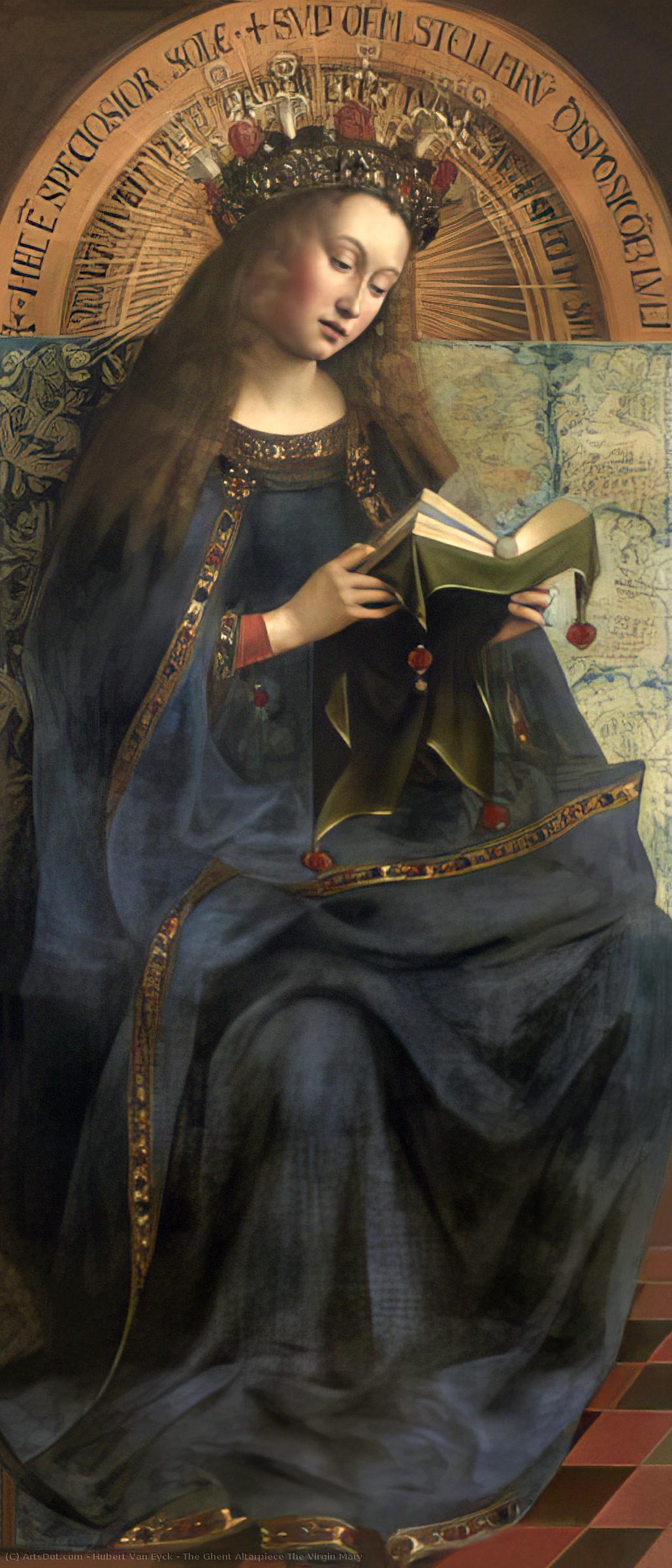 Wikioo.org - The Encyclopedia of Fine Arts - Painting, Artwork by Hubert Van Eyck - The Ghent Altarpiece The Virgin Mary