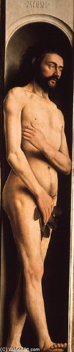 WikiOO.org - Енциклопедія образотворчого мистецтва - Живопис, Картини
 Hubert Van Eyck - Adam, From The Left Wing Of The Ghent Altarpiece