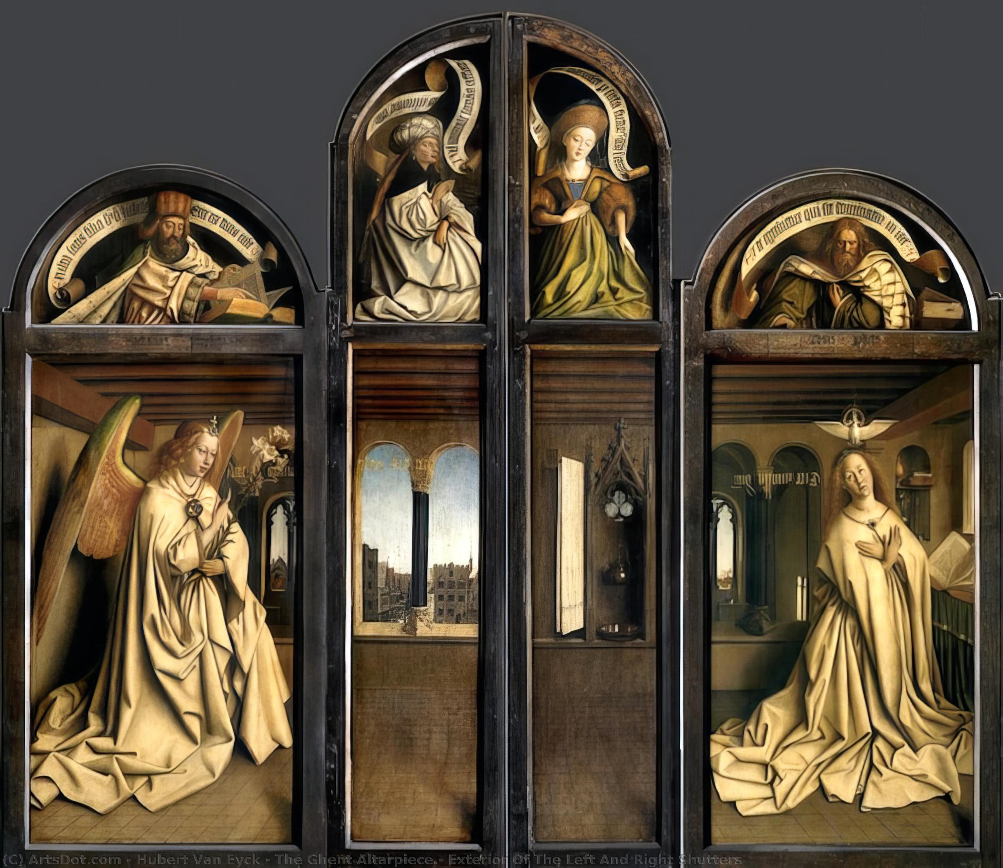Wikioo.org – L'Enciclopedia delle Belle Arti - Pittura, Opere di Hubert Van Eyck - la pala d'altare di gand - esterno della persiana sinistra e destra