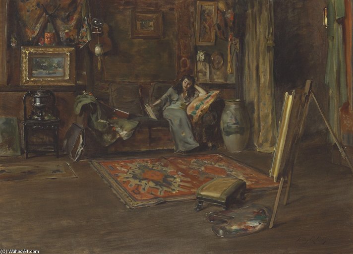 Wikioo.org - The Encyclopedia of Fine Arts - Painting, Artwork by Irving Ramsey Wiles - Interior Of William Merritt Chase's Tenth Street Studio