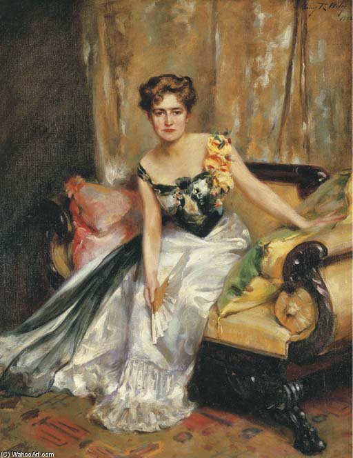 Wikioo.org - The Encyclopedia of Fine Arts - Painting, Artwork by Irving Ramsey Wiles - Portrait Of Mrs