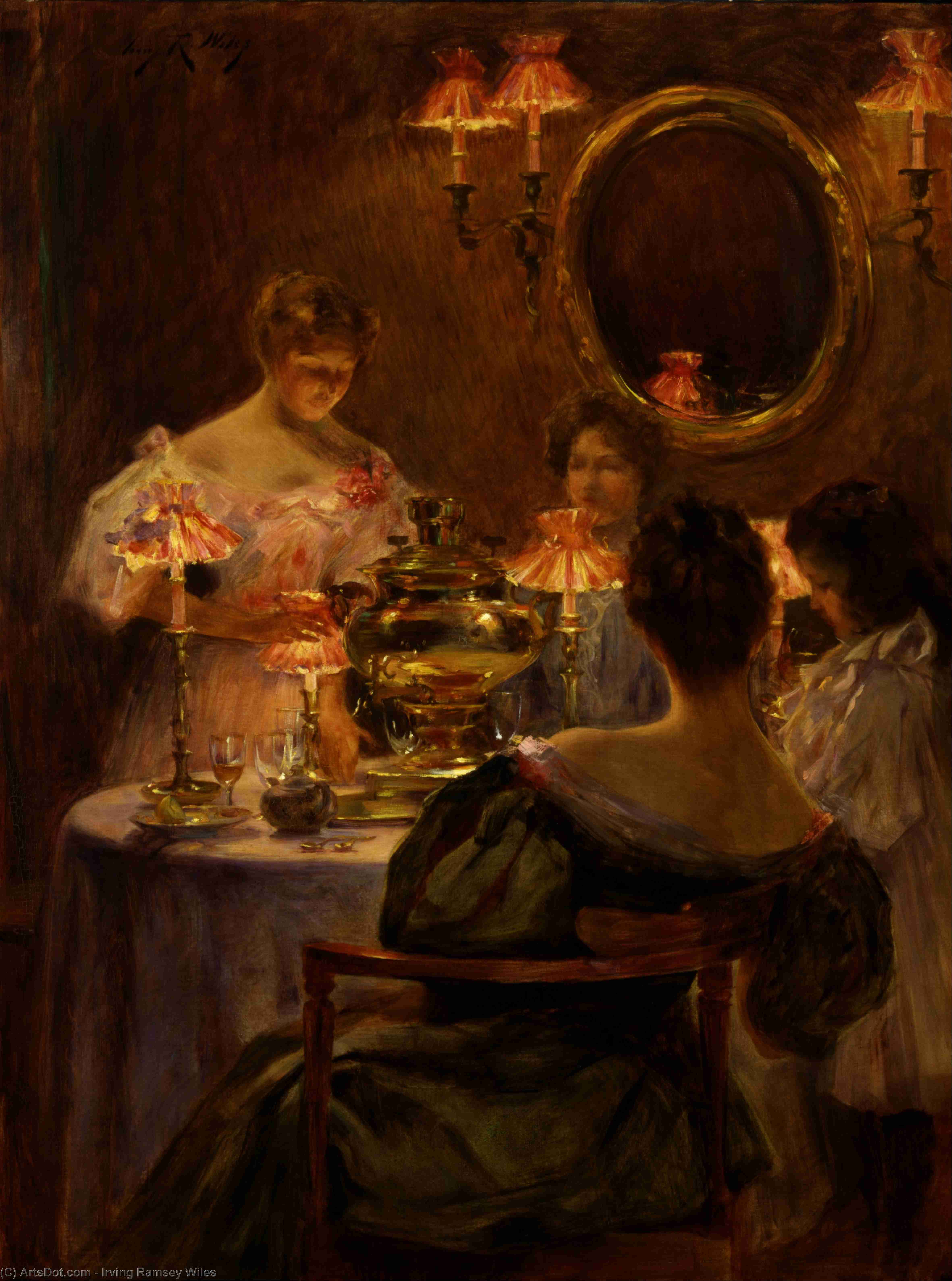 WikiOO.org - Encyclopedia of Fine Arts - Maleri, Artwork Irving Ramsey Wiles - Ussian Tea