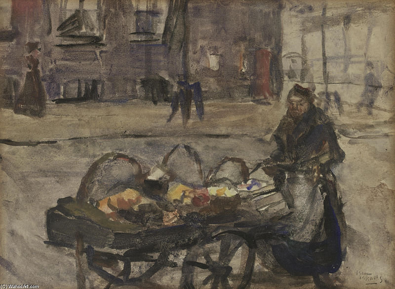 Wikioo.org - The Encyclopedia of Fine Arts - Painting, Artwork by Isaac Lazarus Israels - A Street Vendor
