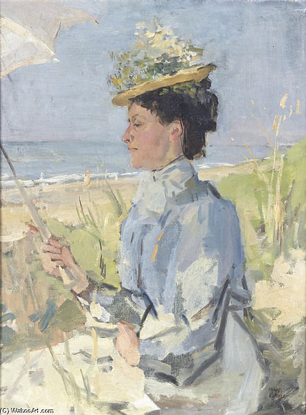 Wikioo.org - The Encyclopedia of Fine Arts - Painting, Artwork by Isaac Lazarus Israels - At The Beach