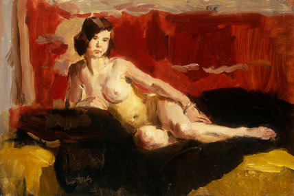 Wikioo.org – La Enciclopedia de las Bellas Artes - Pintura, Obras de arte de Isaac Lazarus Israels - Desnudo reclinado