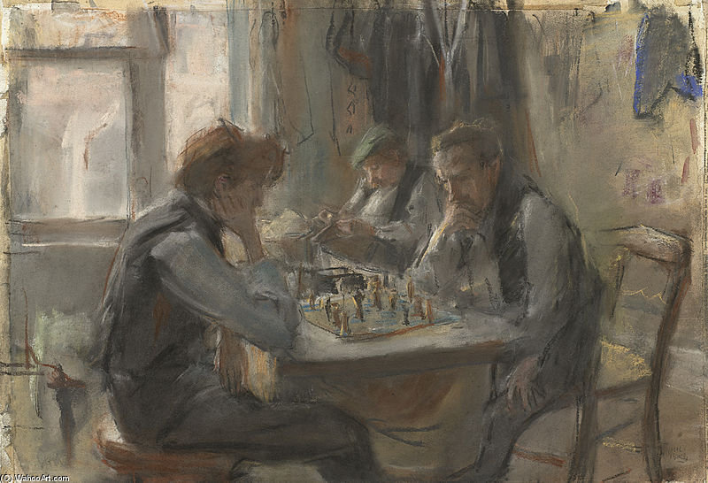 WikiOO.org - Enciclopédia das Belas Artes - Pintura, Arte por Isaac Lazarus Israels - The Chess Players
