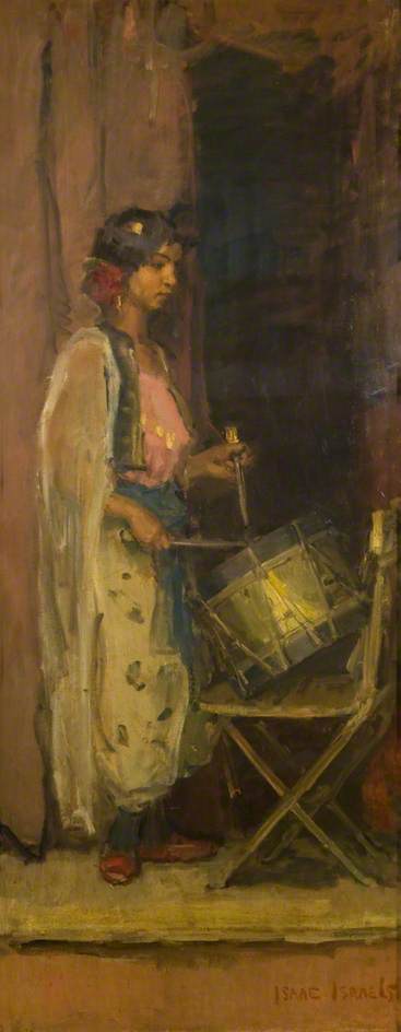 Wikioo.org - The Encyclopedia of Fine Arts - Painting, Artwork by Isaac Lazarus Israels - The Egyptian Drummer Girl