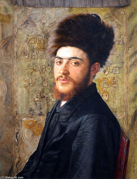 Wikioo.org – La Enciclopedia de las Bellas Artes - Pintura, Obras de arte de Isidor Kaufmann - hombre con incrustación  sombrero  -