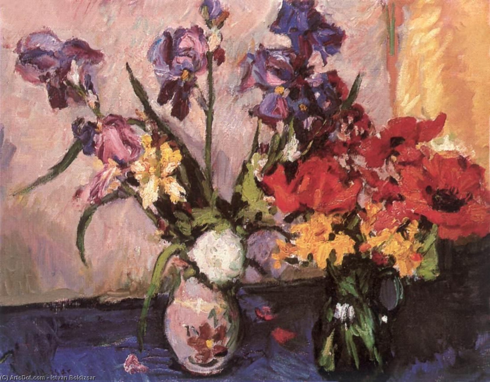 WikiOO.org - Güzel Sanatlar Ansiklopedisi - Resim, Resimler Istvan Boldizsar - Poppies And Irises