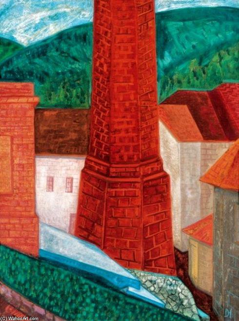 WikiOO.org - Εγκυκλοπαίδεια Καλών Τεχνών - Ζωγραφική, έργα τέχνης Istvan Desi Huber - Red Chimney In Budakeszi