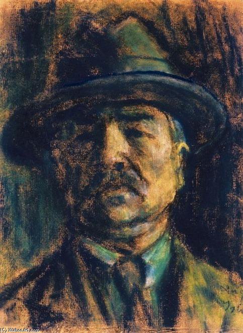 WikiOO.org - Encyclopedia of Fine Arts - Målning, konstverk Istvan Nagy - Hatted Self-portrait