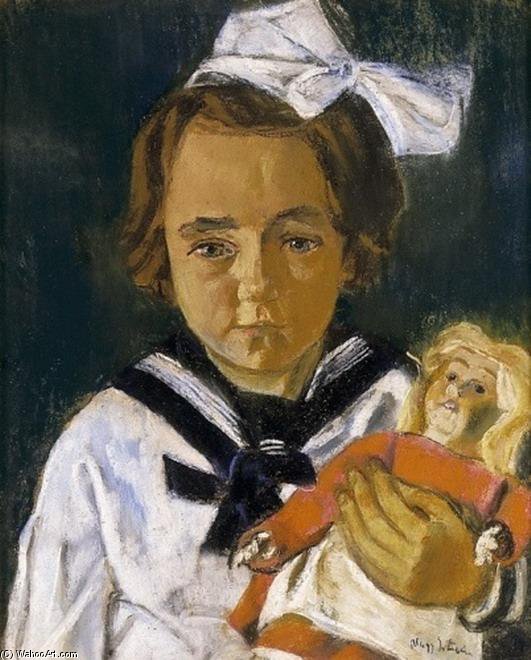 WikiOO.org - Encyclopedia of Fine Arts - Malba, Artwork Istvan Nagy - Little Girl With A Dolly