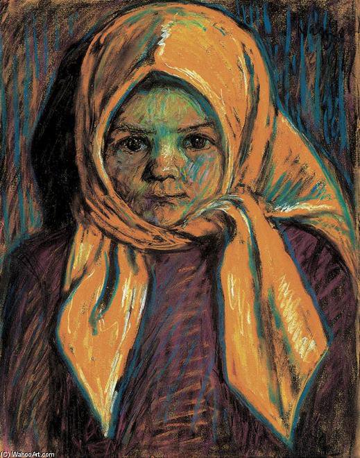 Wikioo.org - The Encyclopedia of Fine Arts - Painting, Artwork by Istvan Nagy - Little Girl With Yellow Babushka