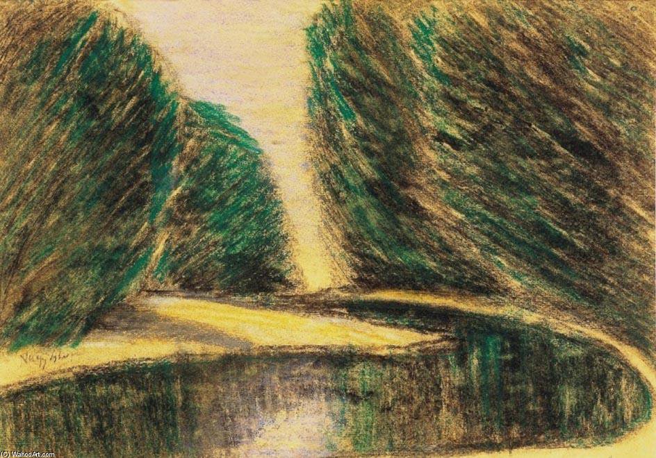 WikiOO.org - Encyclopedia of Fine Arts - Lukisan, Artwork Istvan Nagy - Riverside Trees