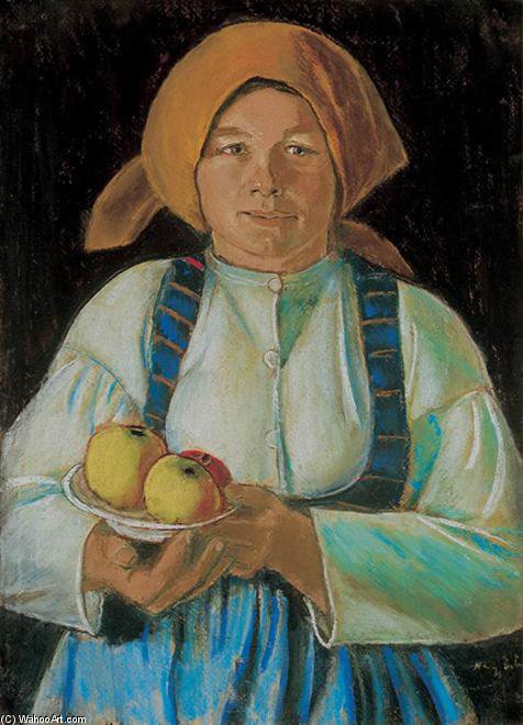 WikiOO.org - Encyclopedia of Fine Arts - Maalaus, taideteos Istvan Nagy - Young Wife Keeping Apples