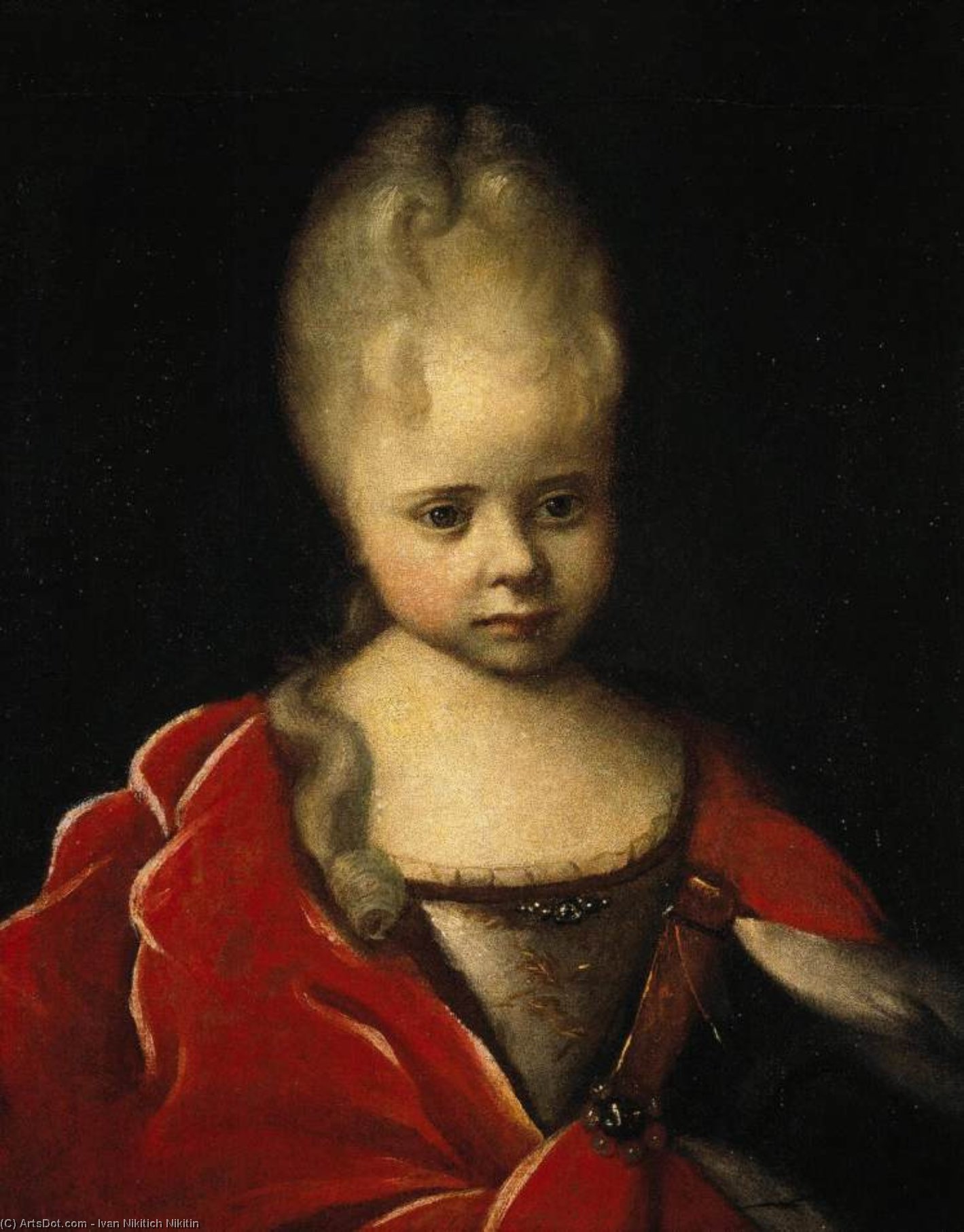 Wikioo.org - The Encyclopedia of Fine Arts - Painting, Artwork by Ivan Nikitich Nikitin - Portrait Of Grand Duchess Yelizaveta Petrovna As A Child