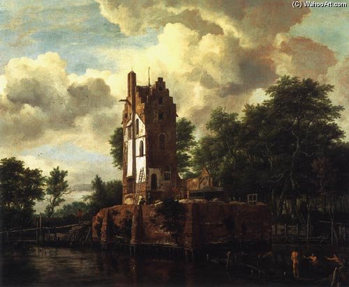 Wikioo.org – L'Encyclopédie des Beaux Arts - Peinture, Oeuvre de Jacob Isaakszoon Van Ruisdael (Ruysdael) - La ruine de l Huis alimentaire Lost At L Amstel près d Amsterdam