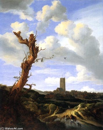 Wikoo.org - موسوعة الفنون الجميلة - اللوحة، العمل الفني Jacob Isaakszoon Van Ruisdael (Ruysdael) - View Of Egmond Aan Zee