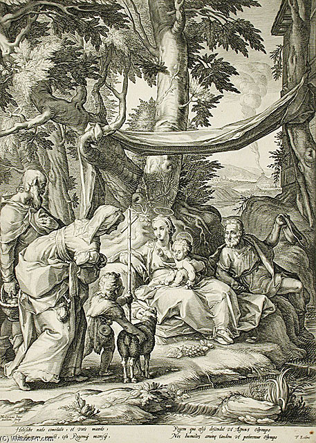 WikiOO.org - Encyclopedia of Fine Arts - Schilderen, Artwork Jacob Matham - The Holy Family With Zacharias,