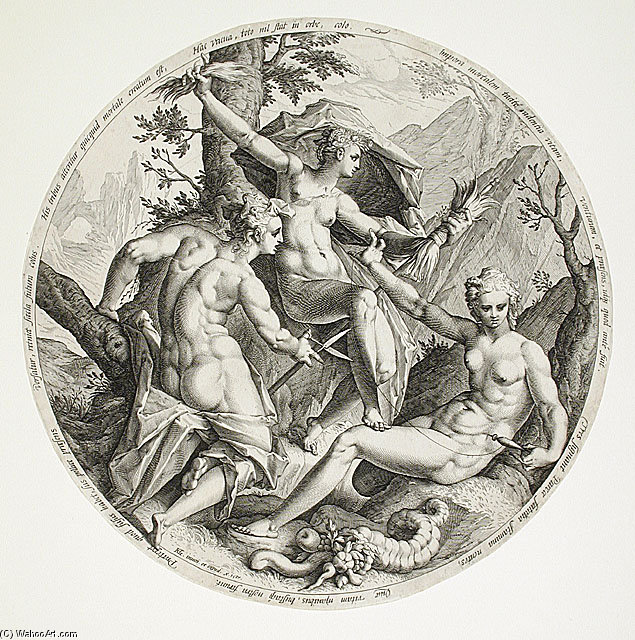 WikiOO.org - Encyclopedia of Fine Arts - Maľba, Artwork Jacob Matham - The Three Fates