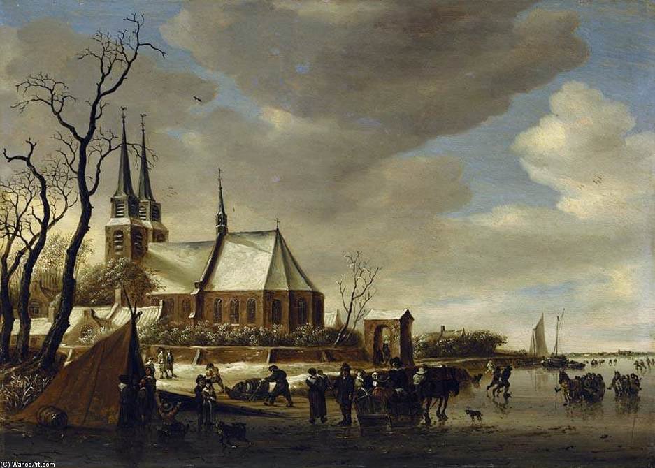 WikiOO.org - Encyclopedia of Fine Arts - Lukisan, Artwork Jacob Salomonsz Ruysdael - A Winter Landscape