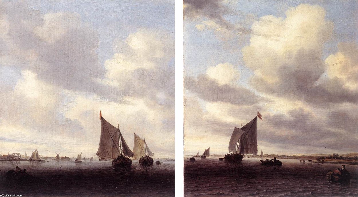 Wikioo.org - The Encyclopedia of Fine Arts - Painting, Artwork by Jacob Salomonsz Ruysdael - Seascapes With Sailing Boat
