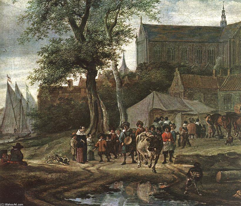 Wikioo.org - Bách khoa toàn thư về mỹ thuật - Vẽ tranh, Tác phẩm nghệ thuật Jacob Salomonsz Ruysdael - Tavern With May Tree (detail)