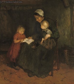 WikiOO.org - Εγκυκλοπαίδεια Καλών Τεχνών - Ζωγραφική, έργα τέχνης Jacob Simon Hendrik Kever - A Bedtime Story