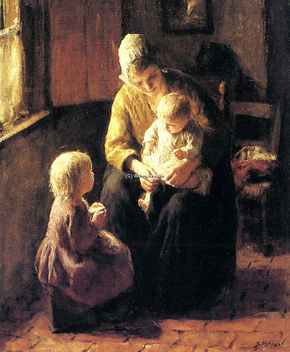 WikiOO.org - Encyclopedia of Fine Arts - Maleri, Artwork Jacob Simon Hendrik Kever - Minding The Baby
